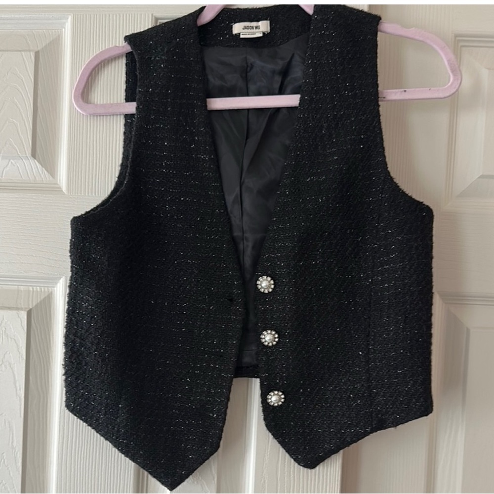 Jason Wu Black Tweed Vest with pearl buttons